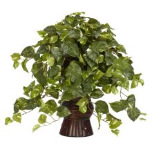 6646 - Pothos w/Bamboo Vase Silk Plant