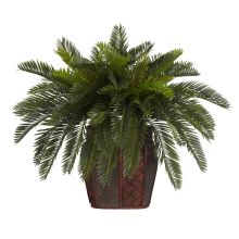 Double Cycas Silk Plant, w/Decorative Vase