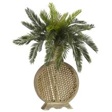Cycas Silk Plant, w/Decorative Vase
