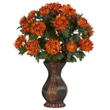 Spider Mum Silk Plant, w/Urn