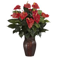 Anthurium Silk Plant, w/Vase