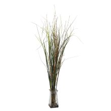 Artificial Arrangement Grass and Bamboo Silk Plant, w/Glass Vase