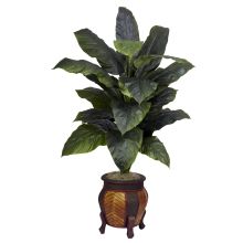 Giant Spathyfillum Silk Plant, w/Decorative Vase
