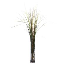 Artificial Floral Arrangement Bamboo Grass Silk Plant in Tall Cylinder