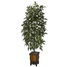 Bracken Fern Silk Plant, w/Decorative Vase