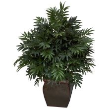 6719 - Triple Bamboo Palm w/Decorative Planter Silk Plant