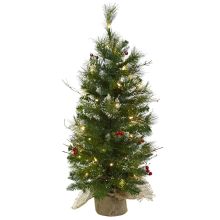 Artificial Christmas Tree with Clear Lights and Berries