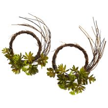 Wreath Mixed Succulents Set of 2 Artificial Floral Arrangement