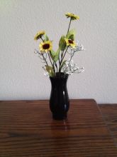 Artificial Sunflowers Arrangement in Black Vase