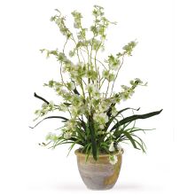 Dancing Lady Orchid Silk Flower Arrangement (Color: Green)