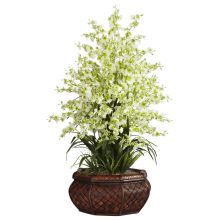 Dancing Lady Orchid w/Woven Octagon Vase Arrangement (Color: Green)