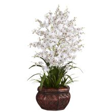 Dancing Lady Small Silk Flower Arrangement (Color: White)