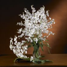 Dancing Lady Orchids Silk Flower (Color: White, size: 6 stems)