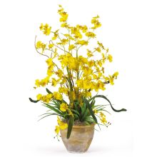 Dancing Lady Orchid Silk Flower Arrangement (Color: Yellow)