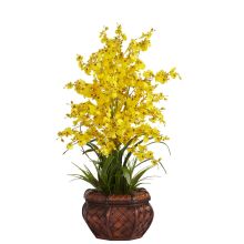 Dancing Lady Small Silk Flower Arrangement (Color: Yellow)