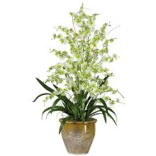 Triple Dancing Lady Artificial Flower Arrangement (Color: Green)