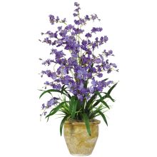 Triple Dancing Lady Artificial Flower Arrangement (Color: Purple)